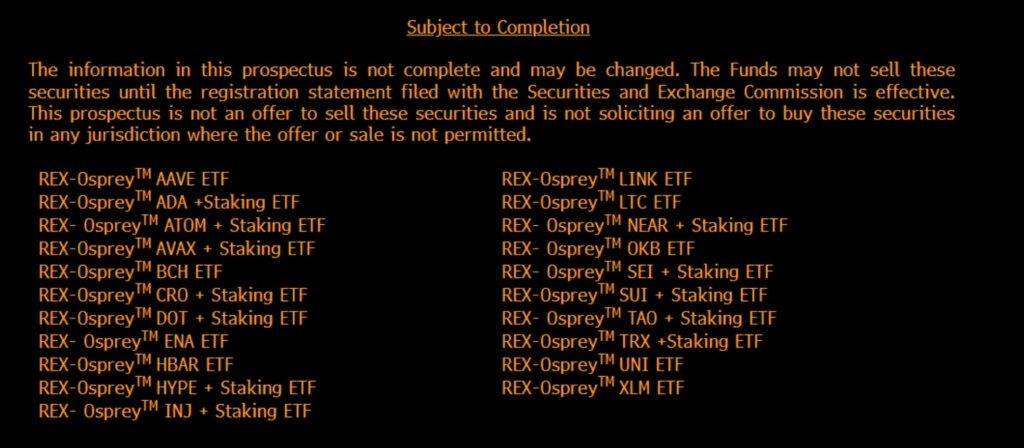 REX-Osprey and Defiance file 27 crypto ETFs, including staking and 3x leverage