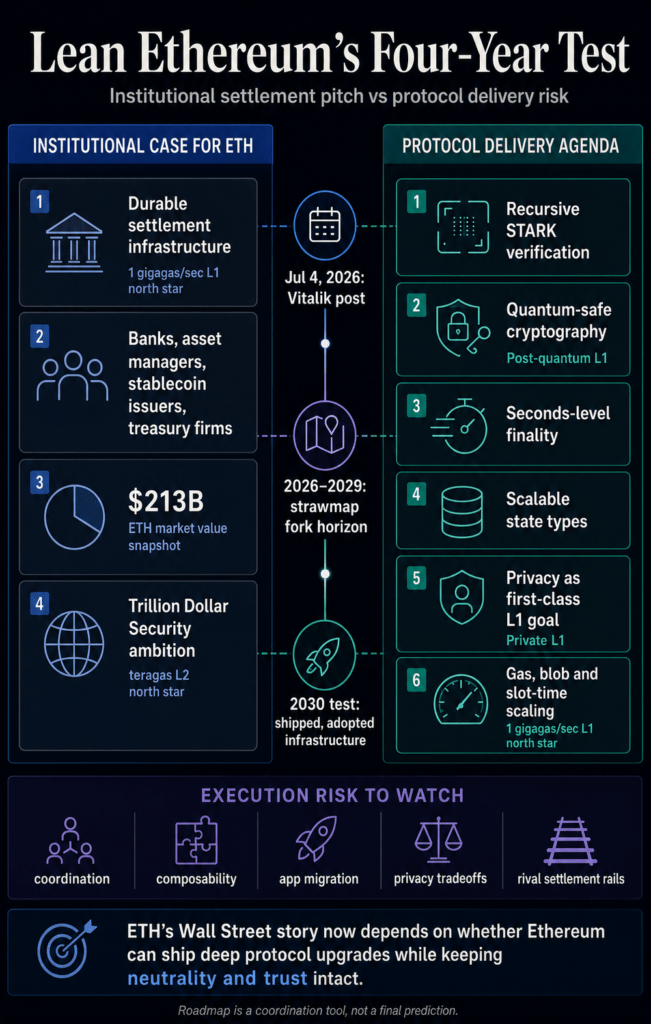 Vitalik’s new Lean Ethereum plan puts ETH’s Wall Street pitch on a 4 year clock